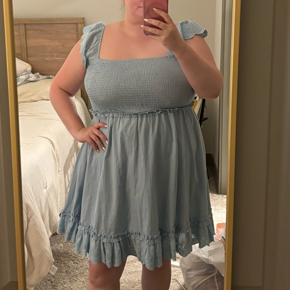 Chic Soul Light Blue Ruffle Dress 💙